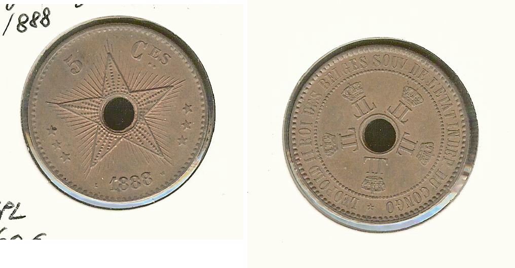 Belgium Congo 5 centimes 1888 Unc
